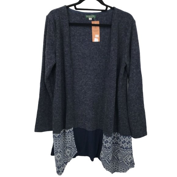 Kathmandu Imports Sweaters - NWT Kathmandu Imports Womens Blue Contrast Hem Long Sleeve Sweater Cardigan M/L